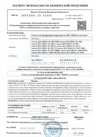 Смолы для армирования акриловых и АБС  ПММА пластиков